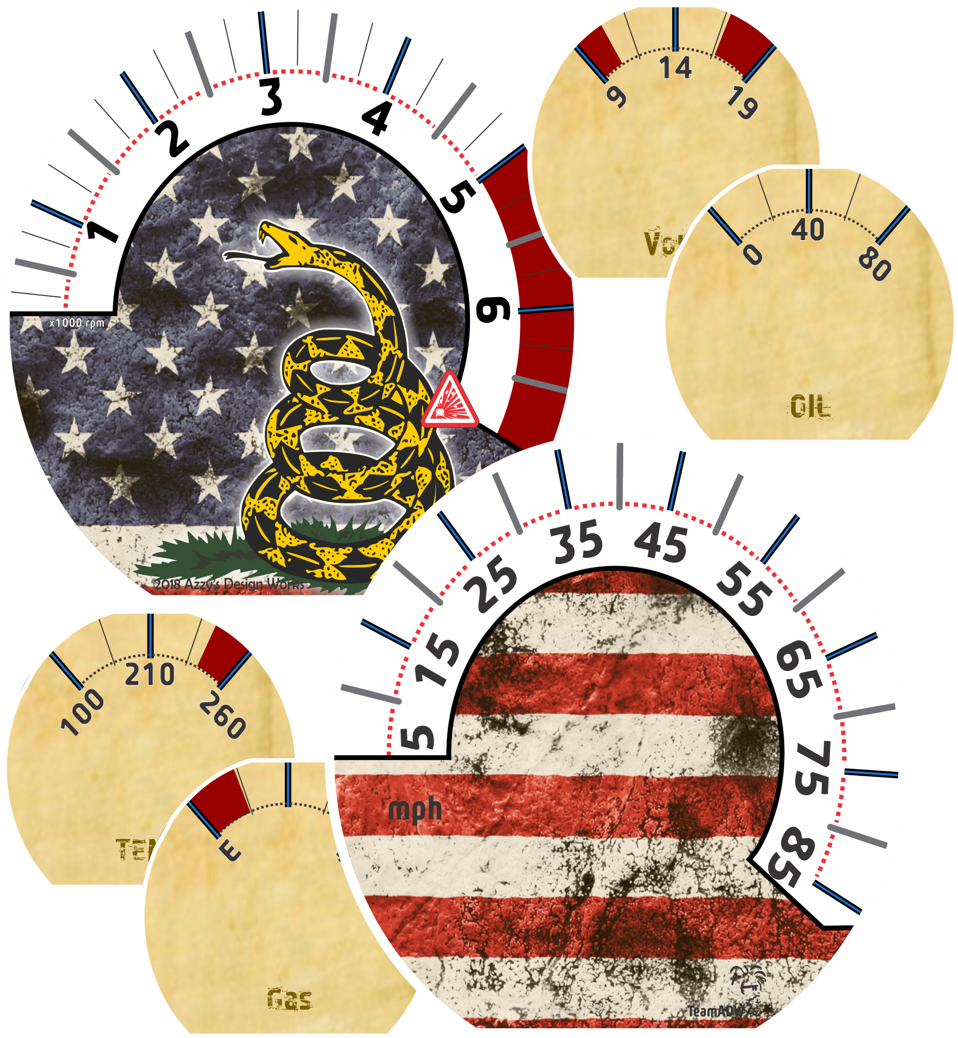 デグ丸ページ Don't Tread On Me (Gadsden) -- Gauge Face Kit for Cherokee XJ [Pre